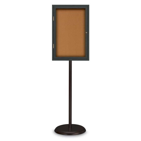 United Visual Products Corkboard, Triple Door, Radius Frame, 72x36", Black/Cloud UV7005-BLACK-CLOUD